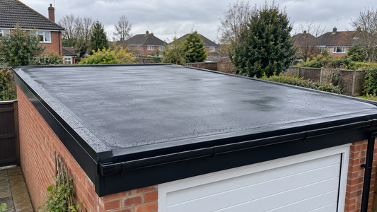 A rubber roof after rainfall