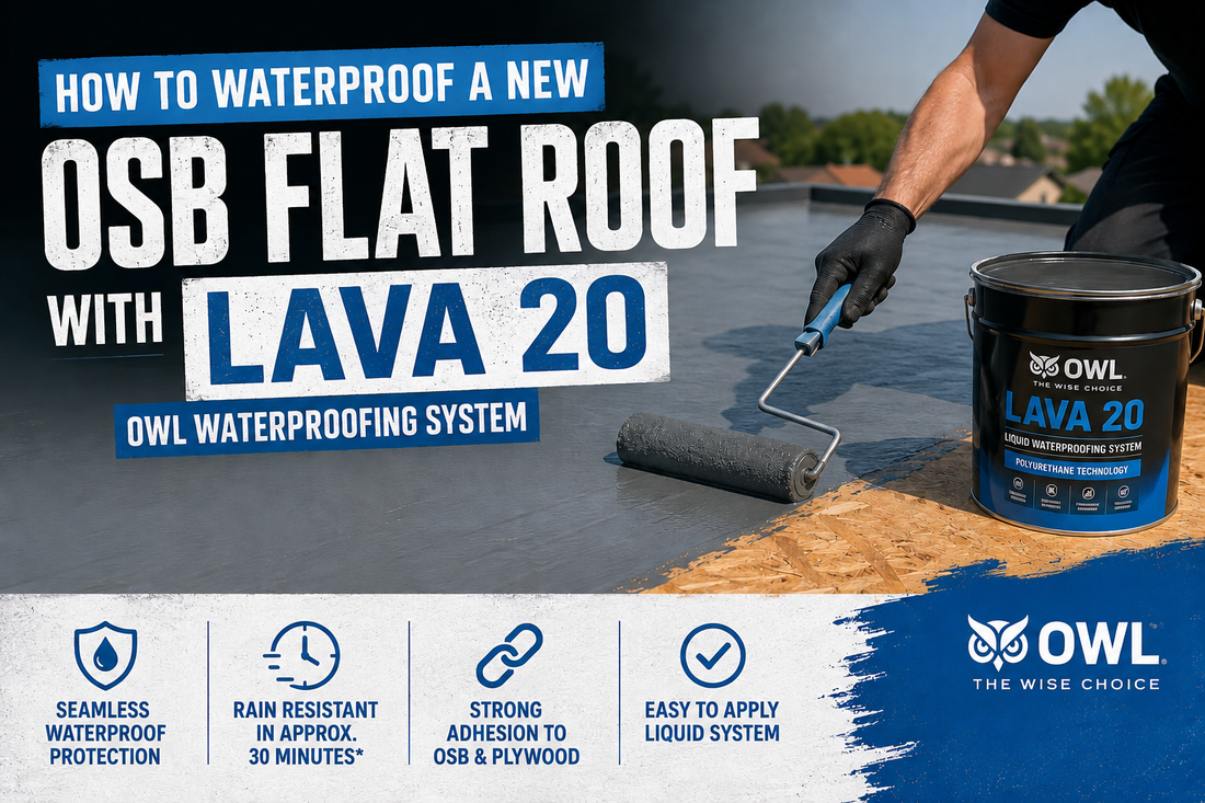 How to Waterproof a new OSB Flat Roof with Lava 20 I Owl Waterproofing System