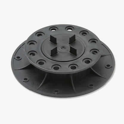 Adjustable Paving Pedestal Supports designed by Apex Fibreglass Roofing Supplies Ltd, supports loads of up to 1000kg and has a height range of 11mm to 740mm, perfect for decking and paving installations.