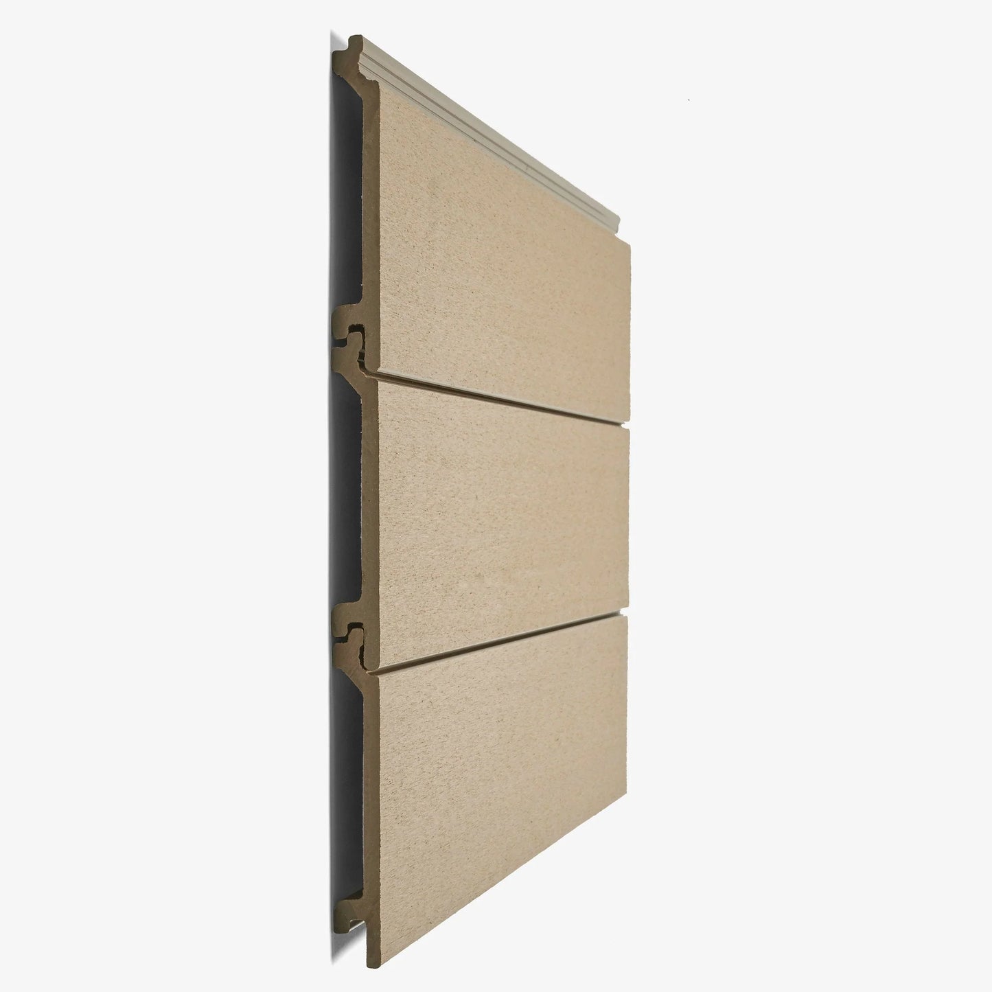 Close-up of Hyperion Explorer Composite Cladding highlighting the realistic woodgrain texture and Class B fire rated features.