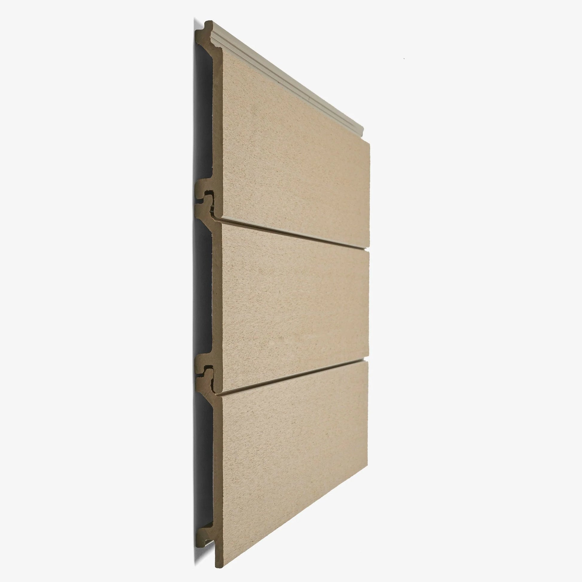 Close-up of Hyperion Explorer Composite Cladding highlighting the realistic woodgrain texture and Class B fire rated features.