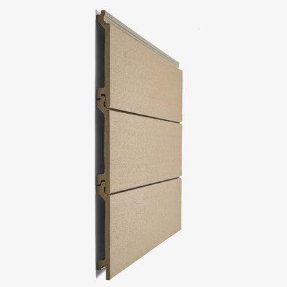 Close-up of Hyperion Explorer Composite Cladding highlighting the realistic woodgrain texture and Class B fire rated features.