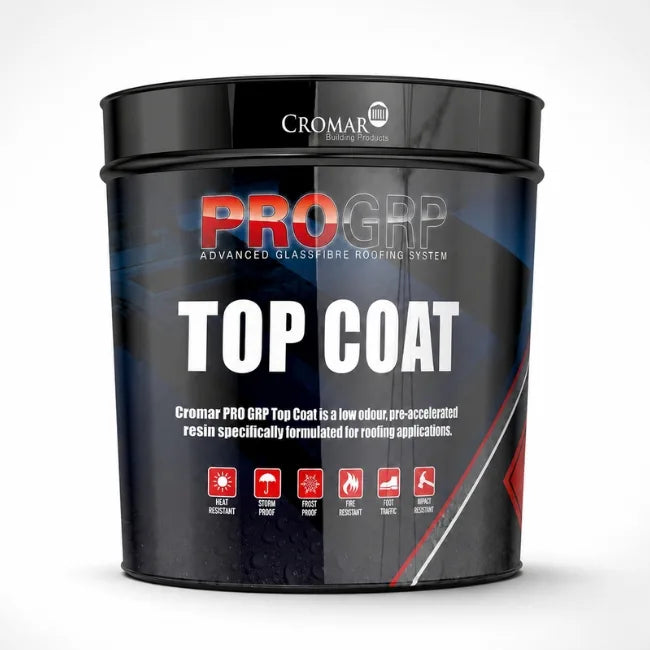 Cromar PRO GRP Top Coat tin for advanced glassfibre flat roofing system and professional roof protection