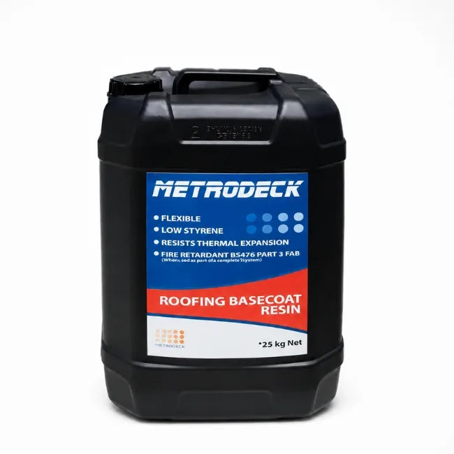 Metrodeck Roofing Basecoat Resin 25kg flexible low styrene GRP resin for fibreglass flat roofing