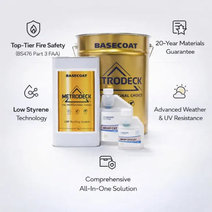 Metrodeck roofing system benefits_ 20-year materials guarantee, UV resistance, and low styrene technology _ Apex