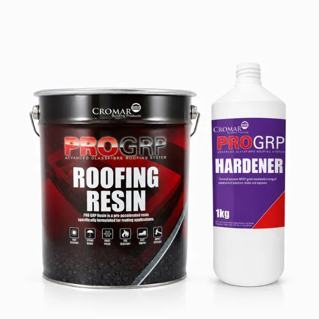 Cromar PRO GRP roofing resin with supplied catalyst for fibreglass flat roof installations