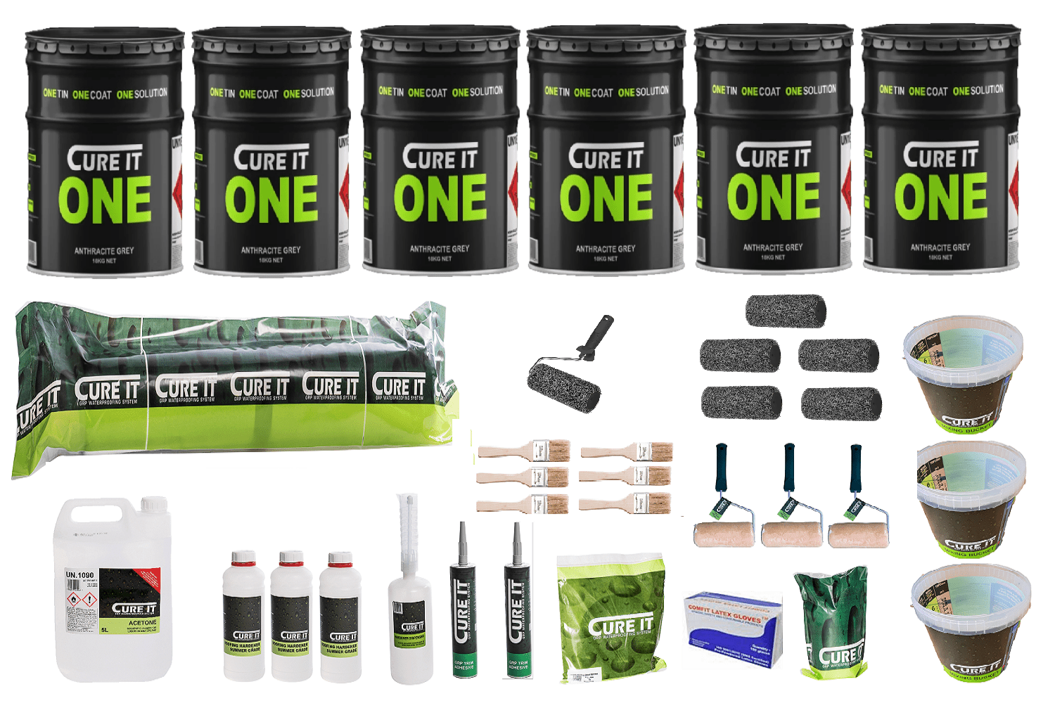 Cure It ONE Roof Kits - Anthracite Grey, Fast Single Coat Application, 20 - Year Guarantee - Apex