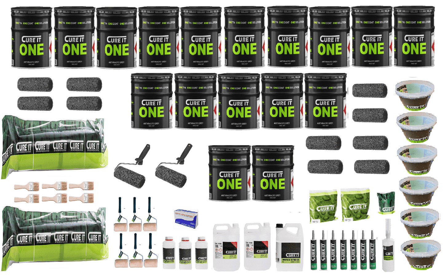 Cure It ONE Roof Kits - Anthracite Grey, Fast Single Coat Application, 20 - Year Guarantee - Apex