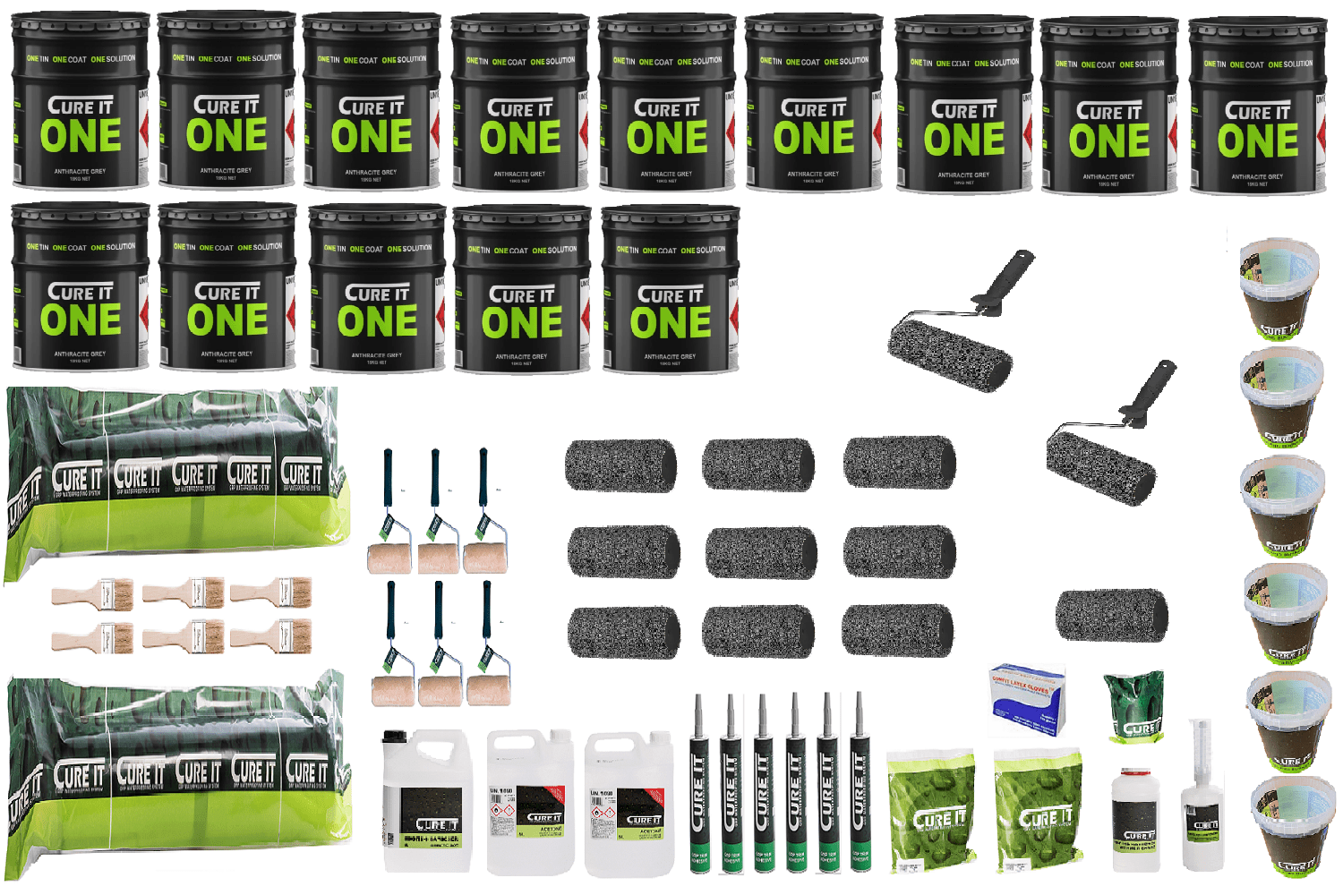 Cure It ONE Roof Kits - Anthracite Grey, Fast Single Coat Application, 20 - Year Guarantee - Apex