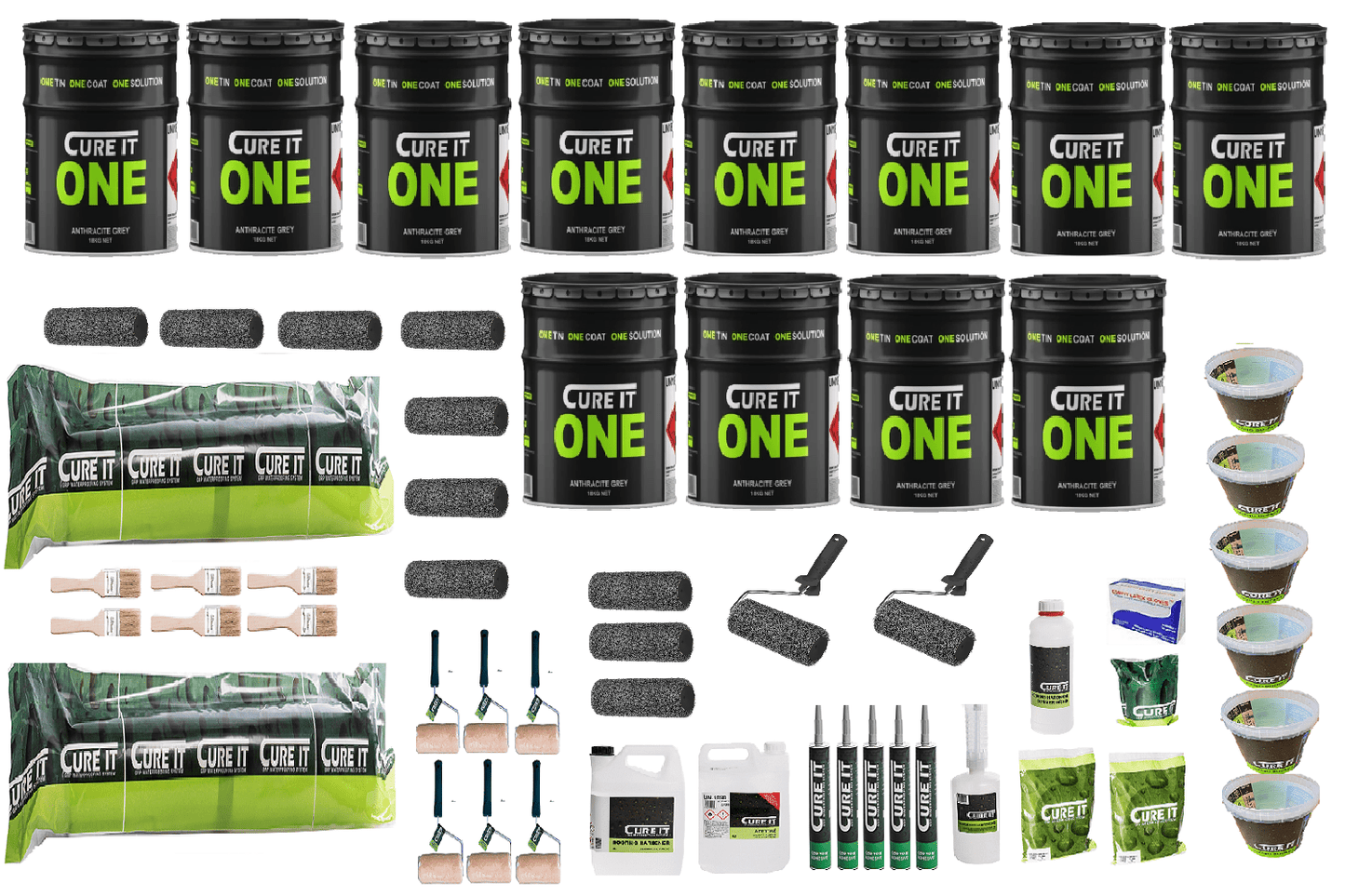 Cure It ONE Roof Kits - Anthracite Grey, Fast Single Coat Application, 20 - Year Guarantee - Apex