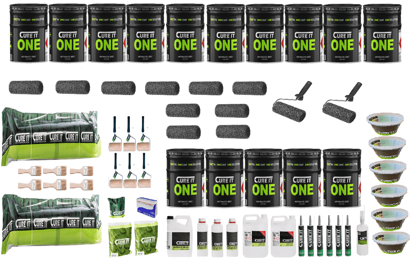 Cure It ONE Roof Kits - Anthracite Grey, Fast Single Coat Application, 20 - Year Guarantee - Apex