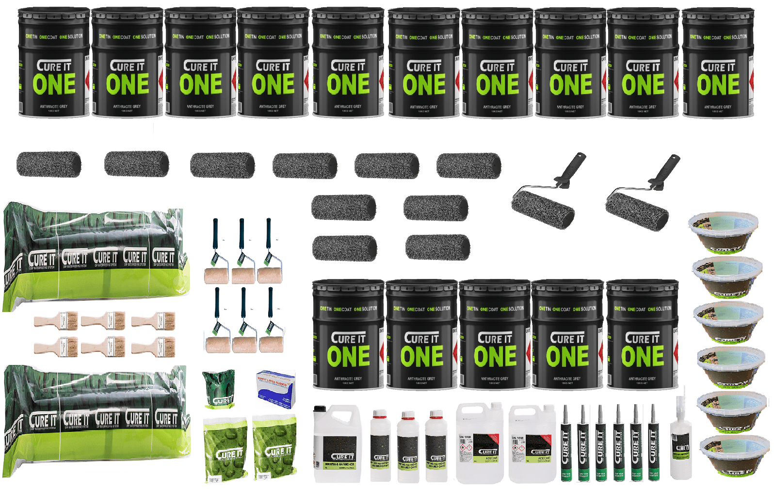 Cure It ONE Roof Kits - Anthracite Grey, Fast Single Coat Application, 20 - Year Guarantee - Apex