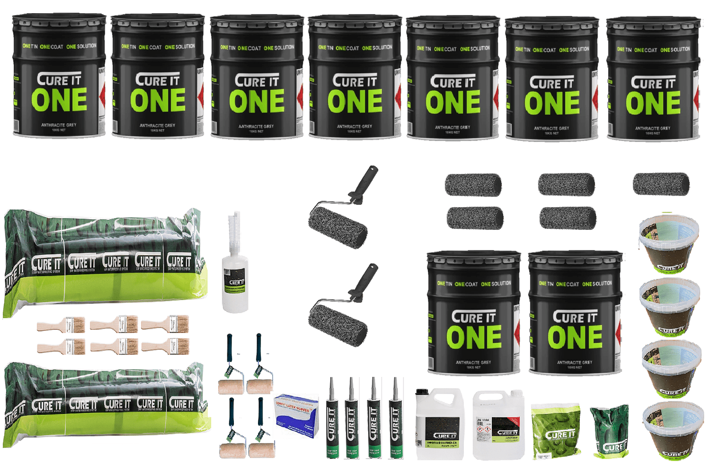Cure It ONE Roof Kits - Anthracite Grey, Fast Single Coat Application, 20 - Year Guarantee - Apex