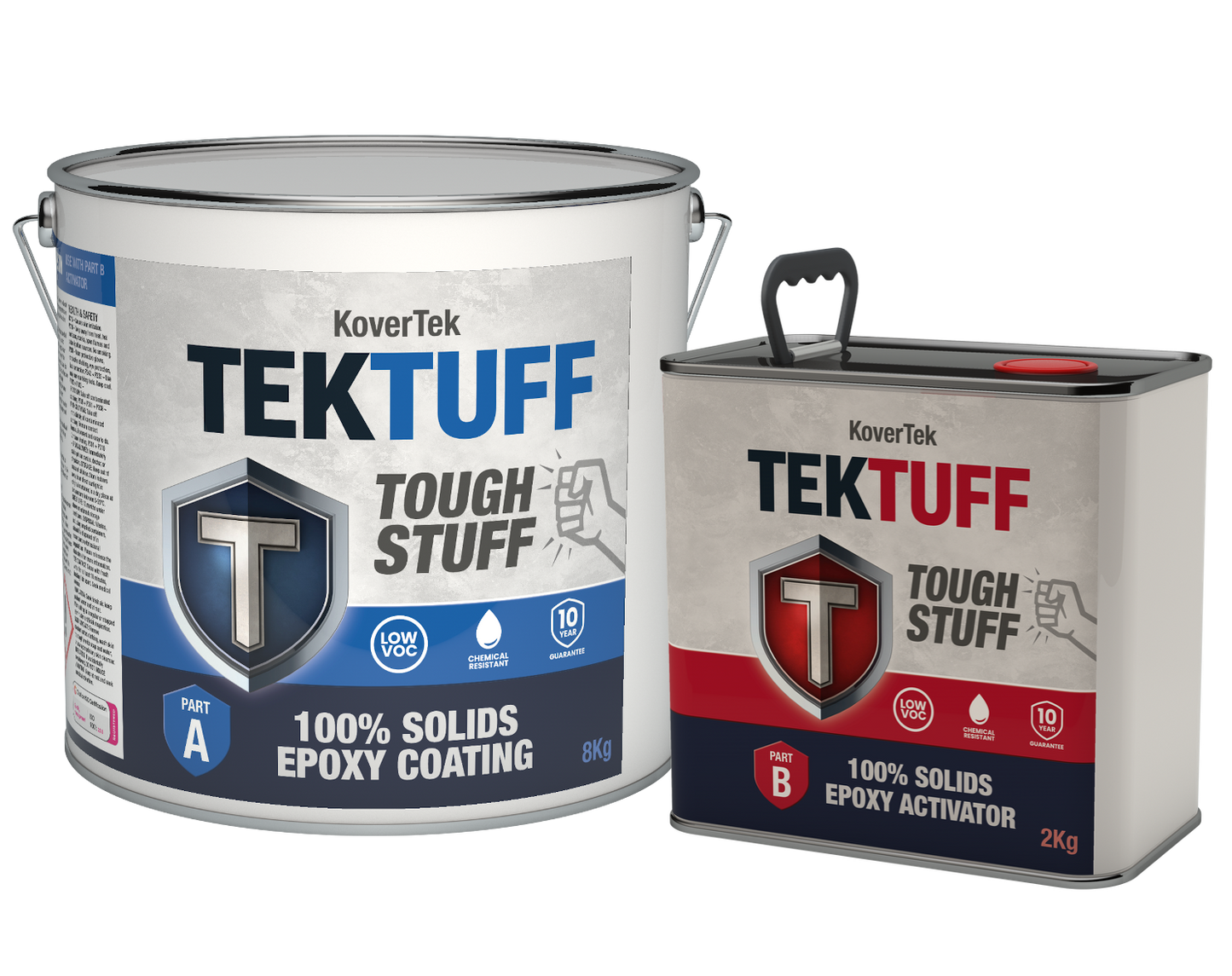 KoverTek TekTuff 100% Solids Epoxy Floor Paint – Part A 8kg and Part B 2kg tins