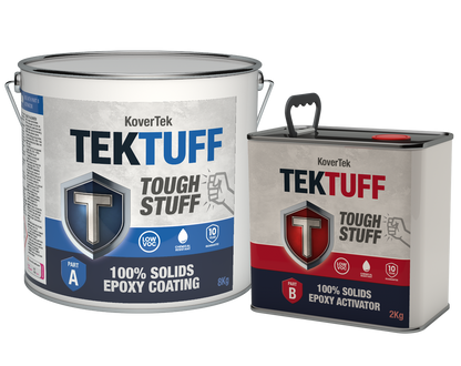 KoverTek TekTuff 100% Solids Epoxy Floor Paint – Part A 8kg and Part B 2kg tins