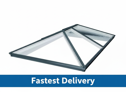 Detailed view of the Brett Martin Aluminium Roof Lantern showcasing its modern design and double-glazed safety glass, ideal for any flat roof.