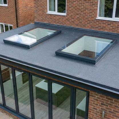 Close-up of Brightside Skylights - Slimline Flat Glass Fixed Skylight showcasing the toughened safety glass and slim profile.