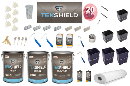 Texture of the Tekshield 450g roofing material, highlighting its thixotropic formula for excellent drainage resistance.