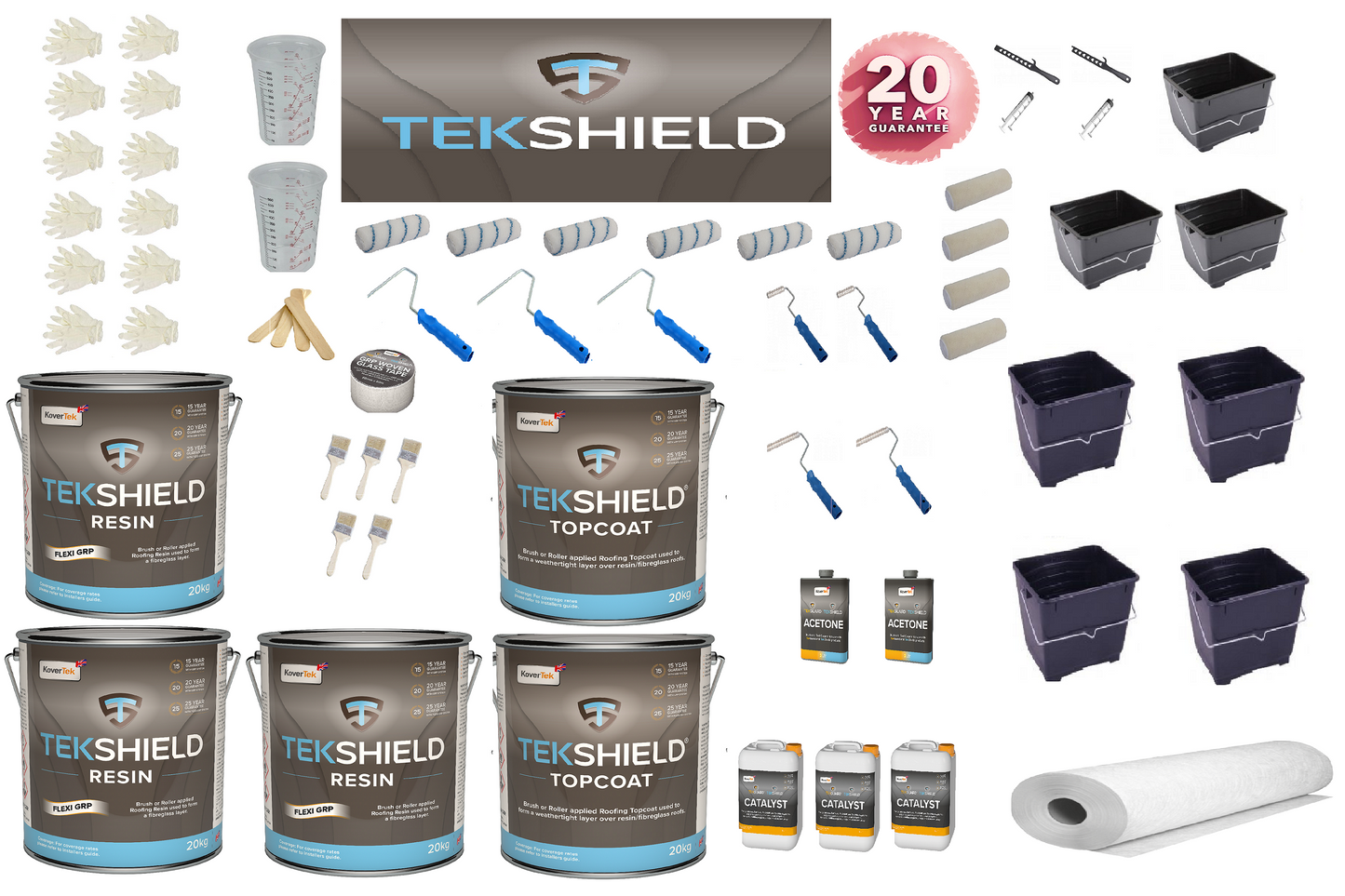 Step-by-step application of the Tekshield Roofing Kit using brush and roller tools for a smooth finish.