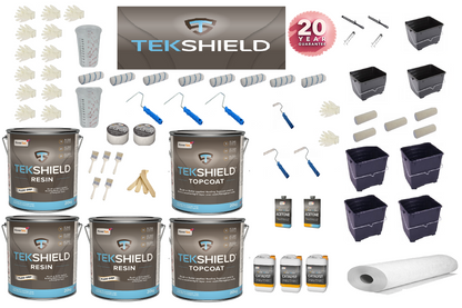Apex Tekshield 450g Roof Kit on a flat surface, demonstrating its compatibility for roofs between 16m² to 100m².