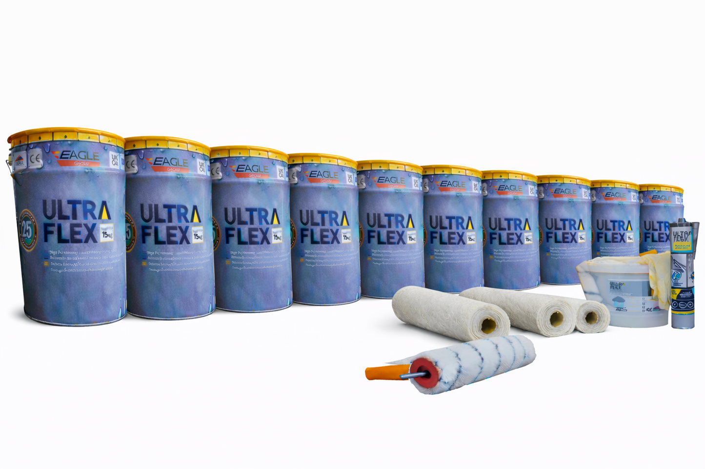 Ultra-Flex Grp kits topcoat application to provide a sleek dark grey finish, enhancing durability and extending roof life.