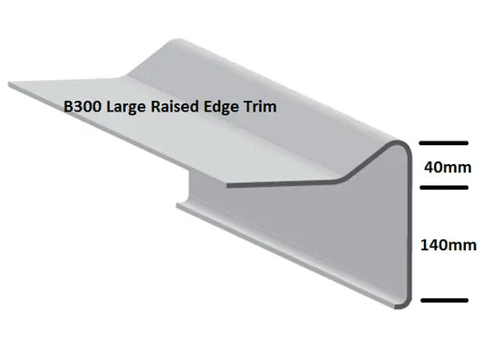This trim should be used where water run off is not required.This B300 Raised trim matches the A250 Drip trim with a 140mm Depth and is compatible with corner trims C1 External and C4 Internal