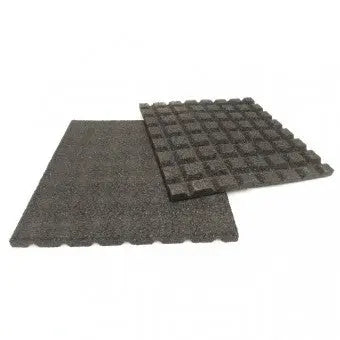 Manufactured from hard wearing SBR rubber granules which combine durability, an exceptional level of “soft – feel” impact absorbency, plus sound absorption and thermal insulation. These high performance tiles work well in the harshest climate conditions, successfully resisting cracking, shifting and heaving.