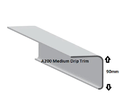 A200 Medium Drip Trim for Flat Roofing - Heavy Duty 600gsm Fibreglass, 3m Lengths - Apex
