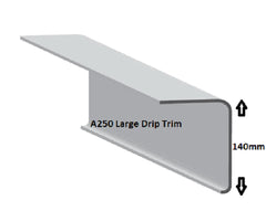 A250 Fibreglass Drip Edge Trim 140Mm Depth - Heavy Duty Water Drainage Solution