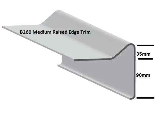 B260 Medium Raised Edge Fibreglass Trim - 90mm Depth, 3m Long, Compatible with A200 and C1/C4 Trims - Apex