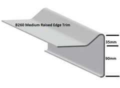 B260 Medium Raised Edge Fibreglass Trim - 90mm Depth, 3m Long, Compatible with A200 and C1/C4 Trims