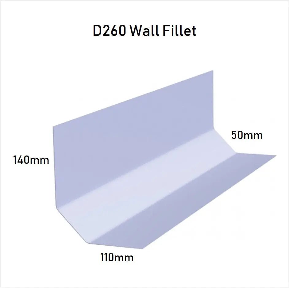 D260 /D300 Heavy Duty Wall Flashing Trim with 140mm Upstand - 3 Meters Long, Durable Fiberglass - Apex