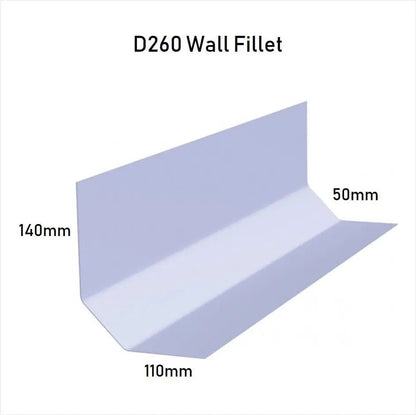 D260 /D300 Heavy Duty Wall Flashing Trim with 140mm Upstand - 3 Meters Long, Durable Fiberglass - Apex