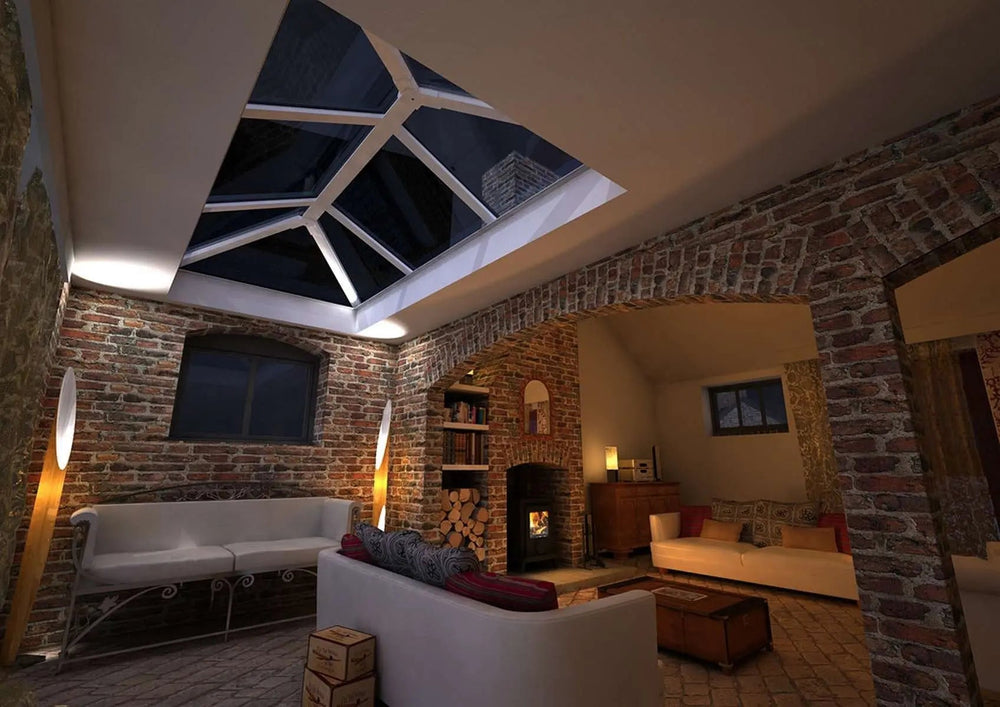 SkyPod pitched uPVC roof lantern on a flat-roof extension